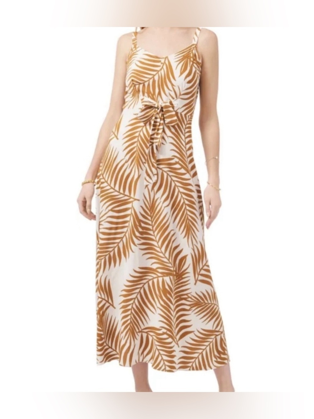 Vince Camuto Palm Print Tie Front Maxi Dress